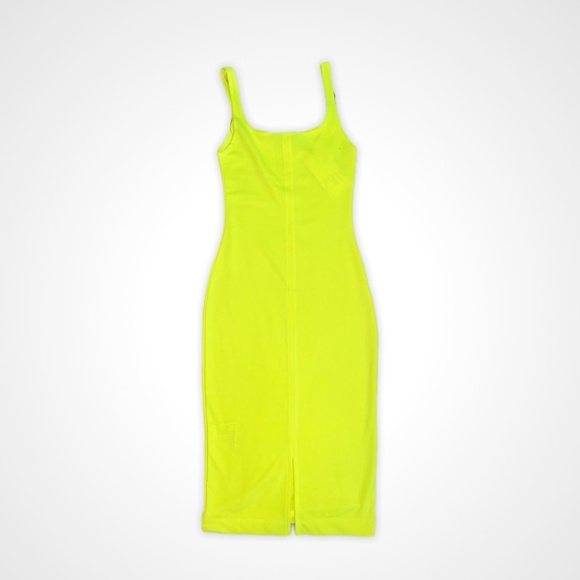 Zara Neon Yellow Bodycon Dress Small - Picture 3 of 3